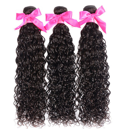 Water Wave Hair 3 Bundles With Closure Wet And Wavy Human Hair Weave Bundles With Lace Closure