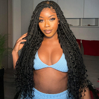 Knotless 9x6 Lace Braided Boho Box Braids Lace Wig for Women