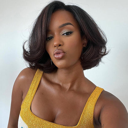 Pre-trimmed Layered Bob Wig Wavy 7x5 Pre Everything Bob Glueless Wig Human Hair