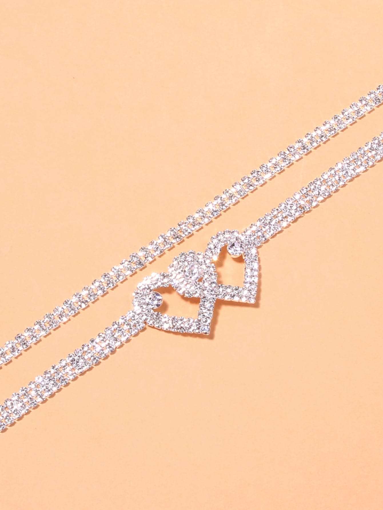 2pcs Rhinestone Heart Decor Anklet - Healthier Me Beauty, LLC