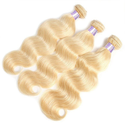 3 Bundles 613 Blonde Body Wave Human Hair With 4x4 Lace Closure - Healthier Me Beauty, LLC