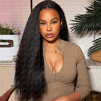 Glueless Kinky Straight Pre Cut 9x6 Lace Wig Human Hair Wig