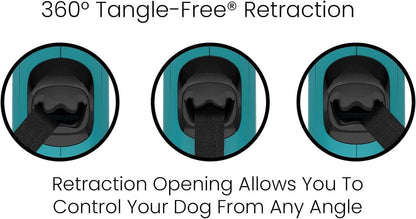 360° Tangle - Free Retractable Dog Leash, 16 Ft Strong Nylon Tape/Ribbon, One - Handed Brake, Pause, Lock - Healthier Me Beauty, LLC