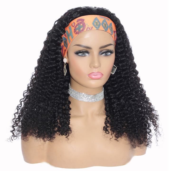 Flash Deal $79.99 18" Curly Headband Wigs Glueless Human Hair Wig