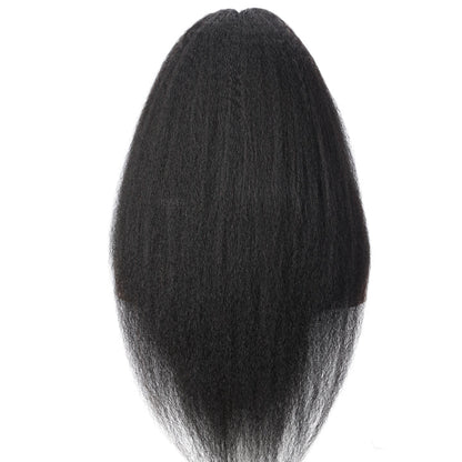 Thin V Part Wig Kinky Straight Natural Scalp Human Hair Wig Without Leave Out