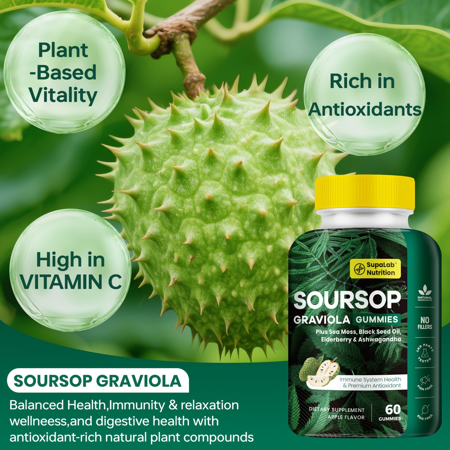 Soursop Graviola 60 Gummies )