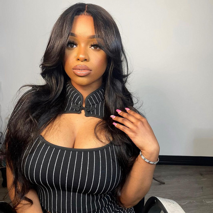 Curtain Bangs Body Wave 13x5 Pre Cut Lace Glueless Human Hair Wig