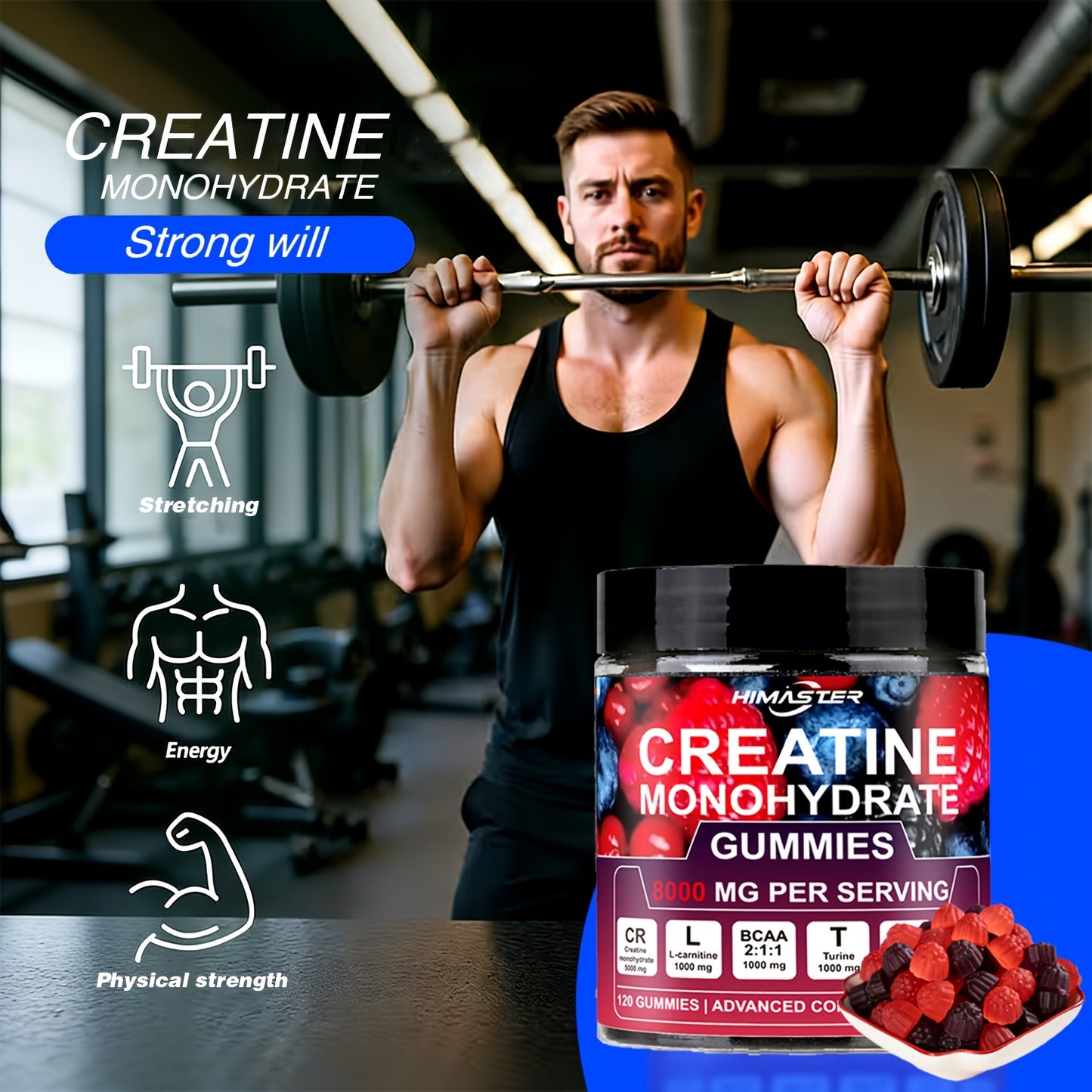 Himaster Creatine Monohydrate Gummies for  Men