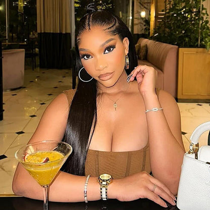 Straight Pre Braided Wig 13x4 Pre Cut Lace Human Hair Wigs With Baby Hair