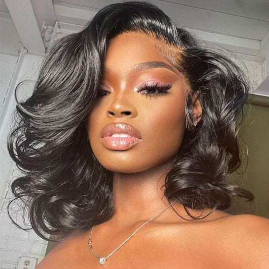 Loose Wavy 13x5 Pre-everything Short Bob Wig Pre-cut Lace Human Hair