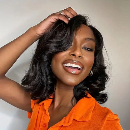 Flash Deal $89.99 8" Short Wavy 13x4 Lace Front Bob Wig Human Hair