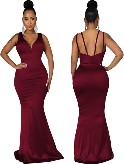 JTNFairy Women&#39;s Sexy Ruffle Sleeveless One Shoulder Bodycon Dresses Classy Pencil Curvy Party Evening Long Formal Dress