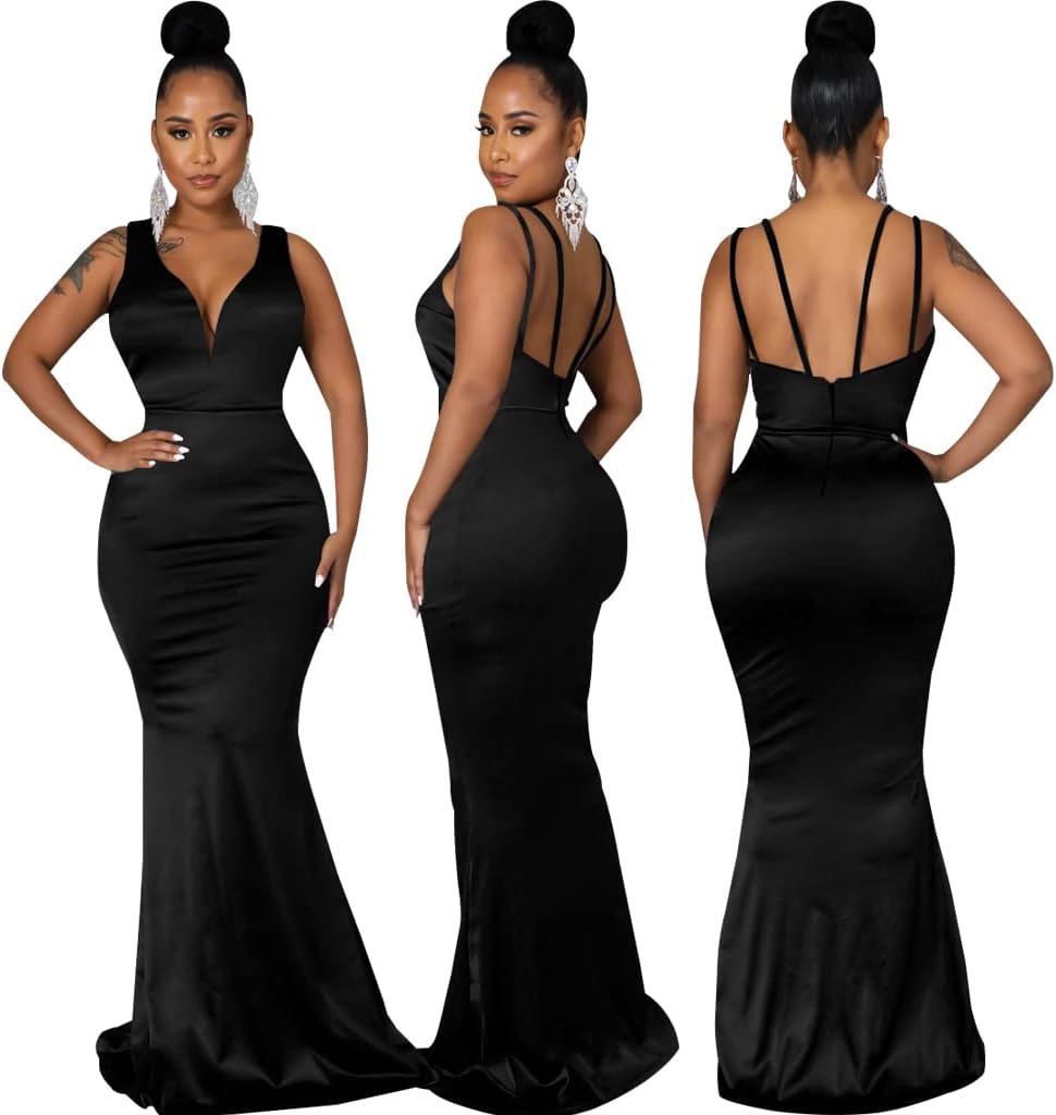 JTNFairy Women&#39;s Sexy Ruffle Sleeveless One Shoulder Bodycon Dresses Classy Pencil Curvy Party Evening Long Formal Dress