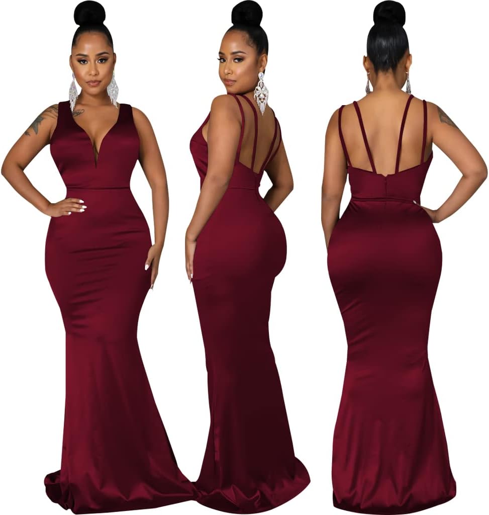 JTNFairy Women&#39;s Sexy Ruffle Sleeveless One Shoulder Bodycon Dresses Classy Pencil Curvy Party Evening Long Formal Dress