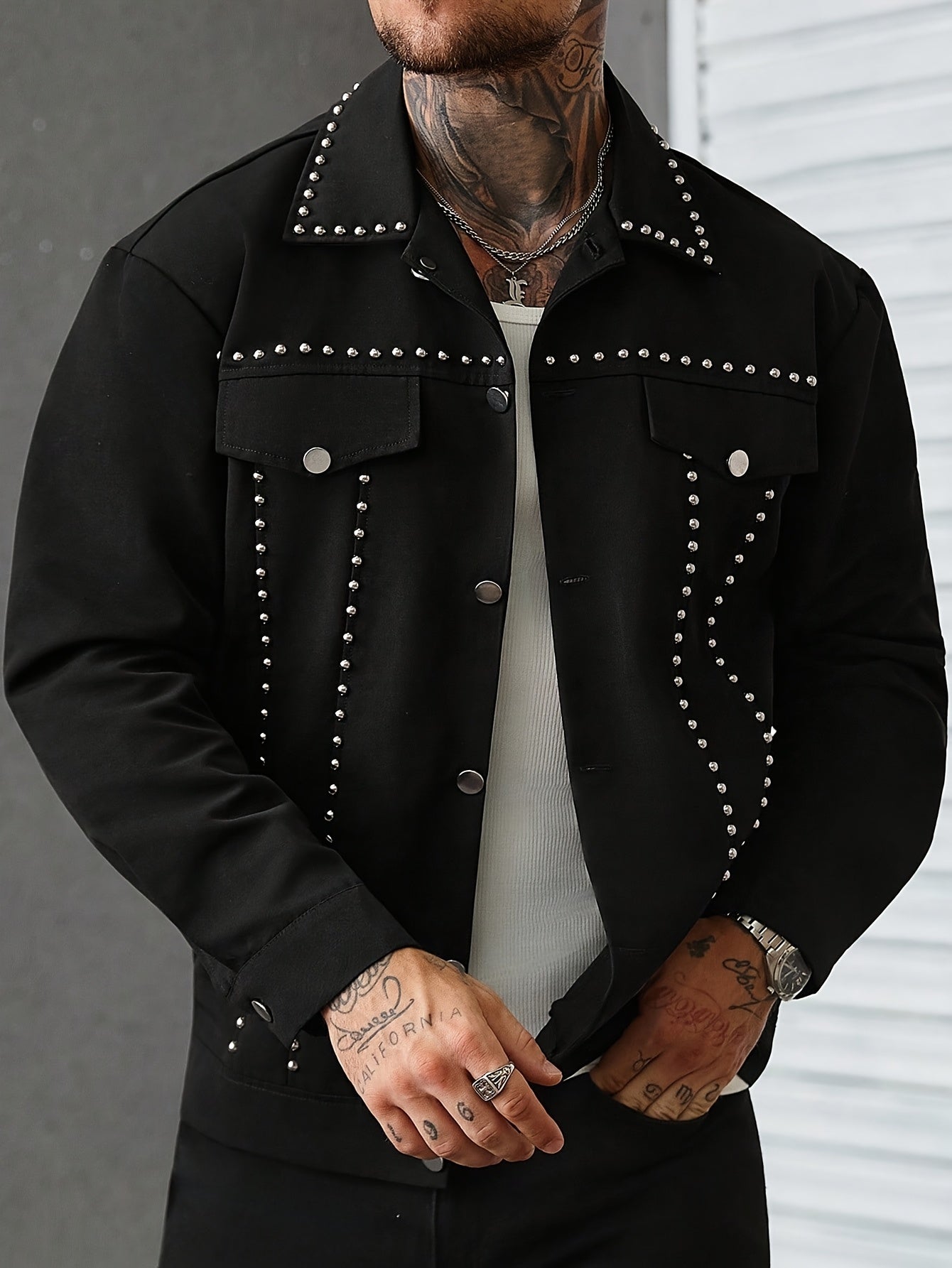 1pc Men Casual Versatile Academy Style Jacket | Rhinestones