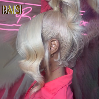 Ash Blonde Full Lace Wig With Ponytail