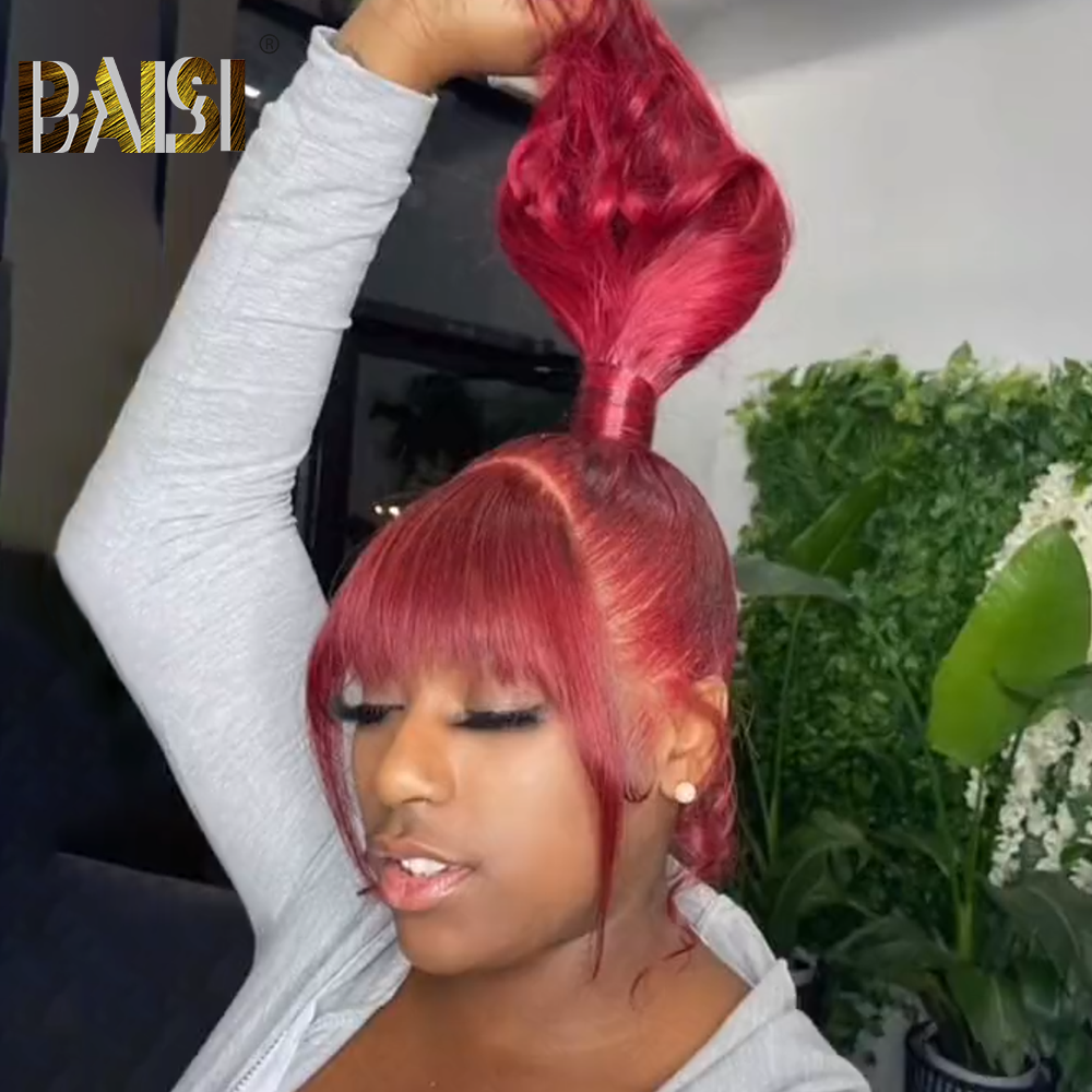 Red Full Lace Wig With Ponytail