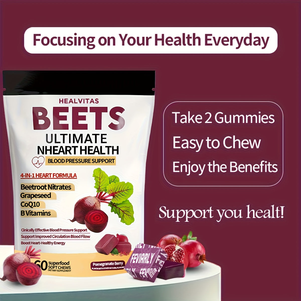 Beetroot Chewable Gummies Contains COQ10