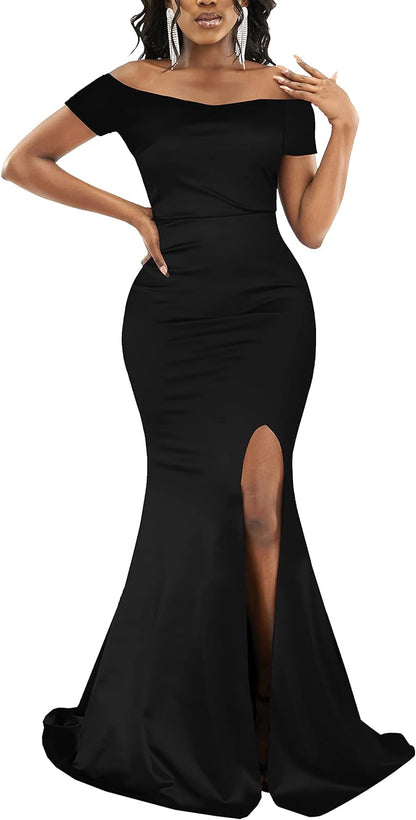 JTNFairy Women&#39;s Sexy Ruffle Sleeveless One Shoulder Bodycon Dresses Classy Pencil Curvy Party Evening Long Formal Dress