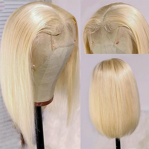 613 Blonde Bob Wigs Straight Hair T Part Bob Lace Wigs - Healthier Me Beauty, LLC