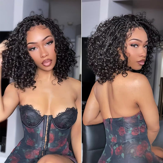 Cruly Boho Braided Wig Water Wave 13x6 HD Lace Frontal