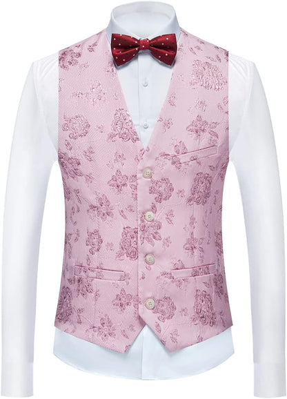 Tuxedo Suits for Men 3 Piece Regular Fit Suit Floral Pattern Blazer Jacket Waistcoat Pants Men Suit Set for Wedding