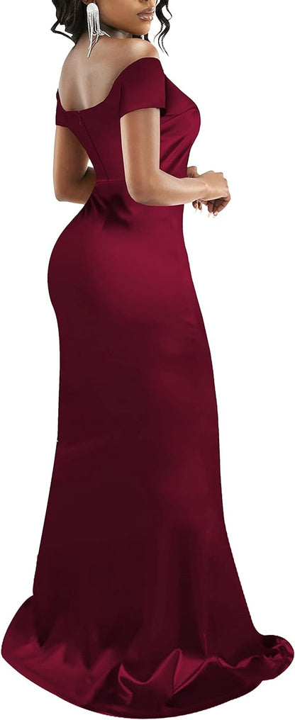 JTNFairy Women&#39;s Sexy Ruffle Sleeveless One Shoulder Bodycon Dresses Classy Pencil Curvy Party Evening Long Formal Dress