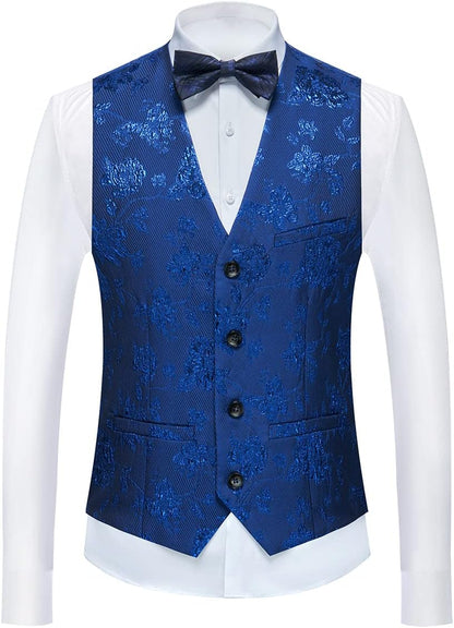 Tuxedo Suits for Men 3 Piece Regular Fit Suit Floral Pattern Blazer Jacket Waistcoat Pants Men Suit Set for Wedding