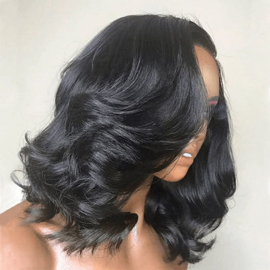 Flash Deal $89.99 8" Short Wavy 13x4 Lace Front Bob Wig Human Hair