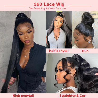 360 Lace Straight Pre plucked Wigs Human Hair Wig For Women
