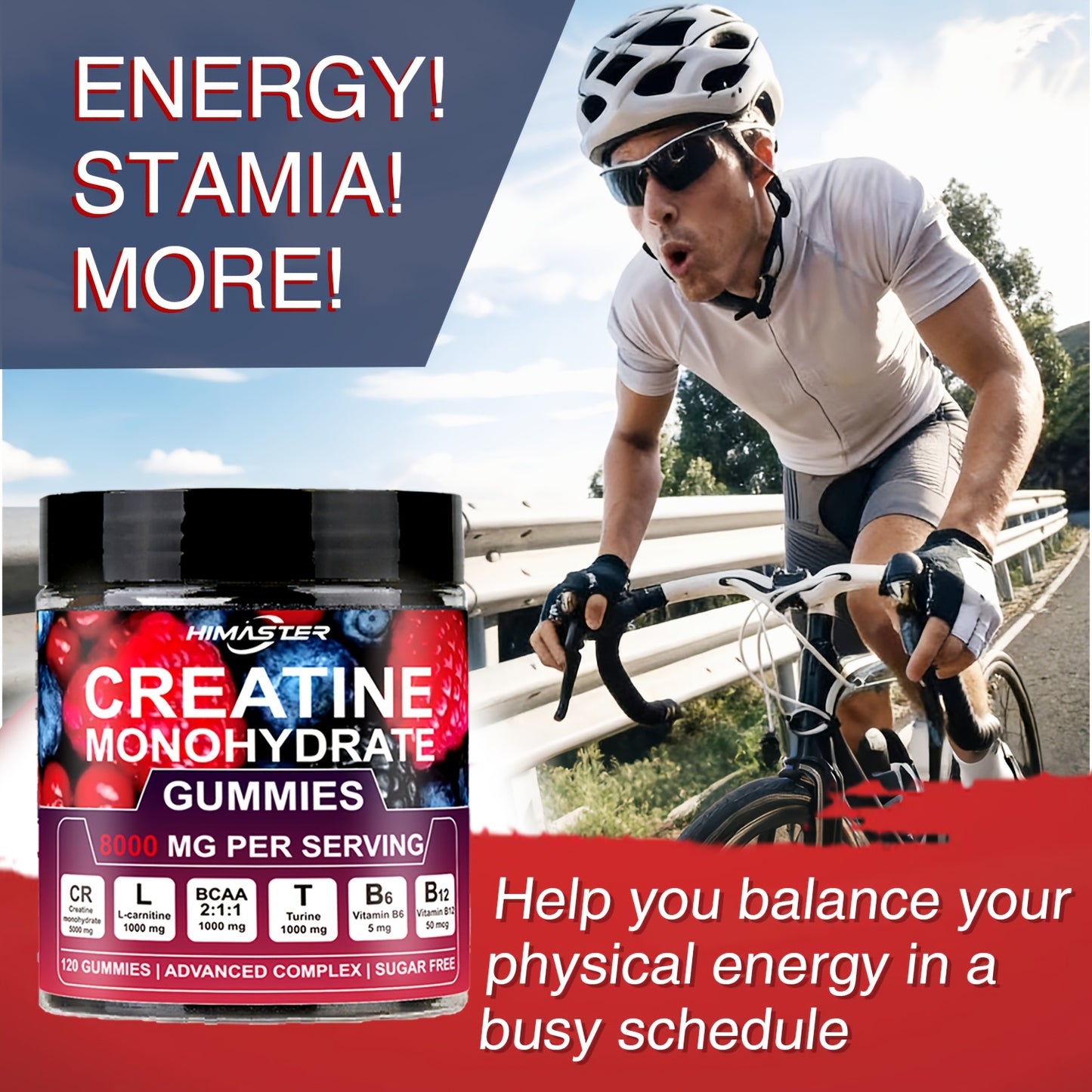 Himaster Creatine Monohydrate Gummies for  Men