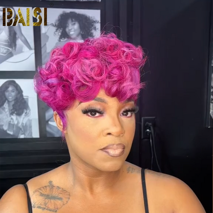 Rose Pink Pixie Short Full Lace Wig