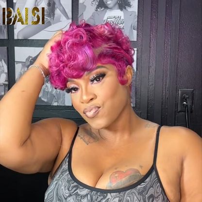 Rose Pink Pixie Short Full Lace Wig