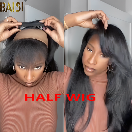 Klinky Straight Half Glueless Wig