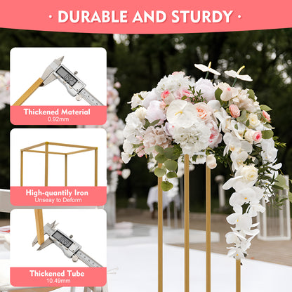 10pcs Golden Wedding Flower Vase, Metal Column