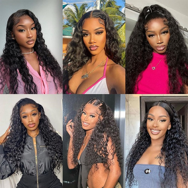 (Super Deal) $149=28" 5x5 Lace Water Wave Glueless Human Hair Wig