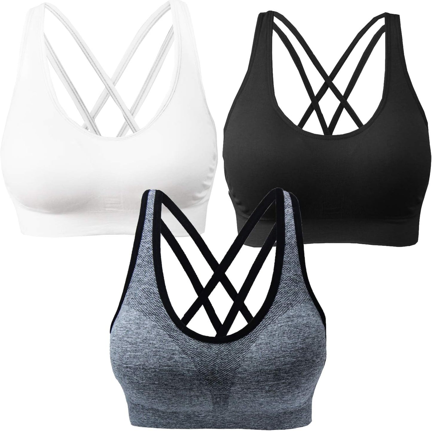 Women's Cross Back Sport Bras,Adjustable Straps