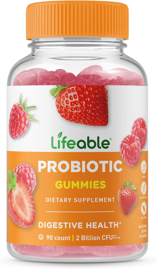 Probiotics - 2 Billion CFU - Great Tasting Natural Flavor Gummy Supplement - Gluten Free Vegetarian Probiotic Chewable - for Gut Health and Immune Support - for Adults, Man Women - 90 Gummies