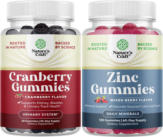 Bundle of Natural Cranberry Gummies - Zinc Gummies for Adults