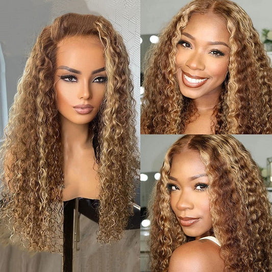 Highlight Honey Brown Upgraded 13x5 Pre Everything Water Wave 5x6 Pre Cut Lace Glueless Wig