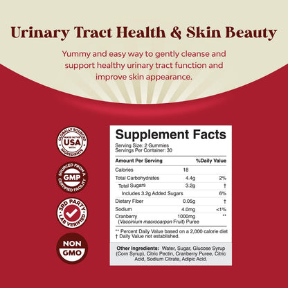 Natural Cranberry Gummies for Women and Men