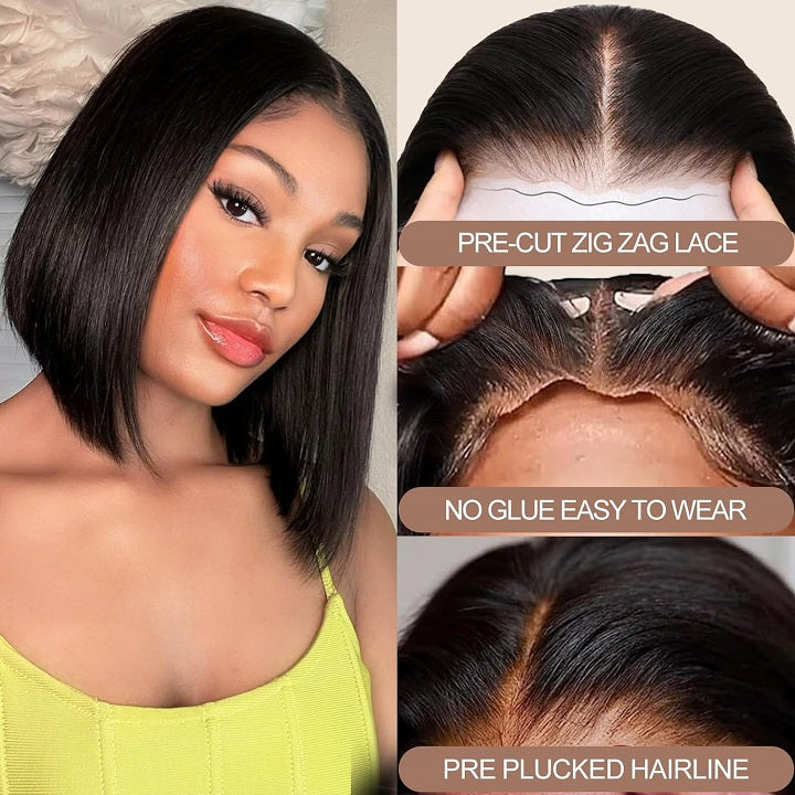 Wear&Go Glueless Pre Cut Lace Straight 5x6 Crystal Lace Bob Human Hair Wig