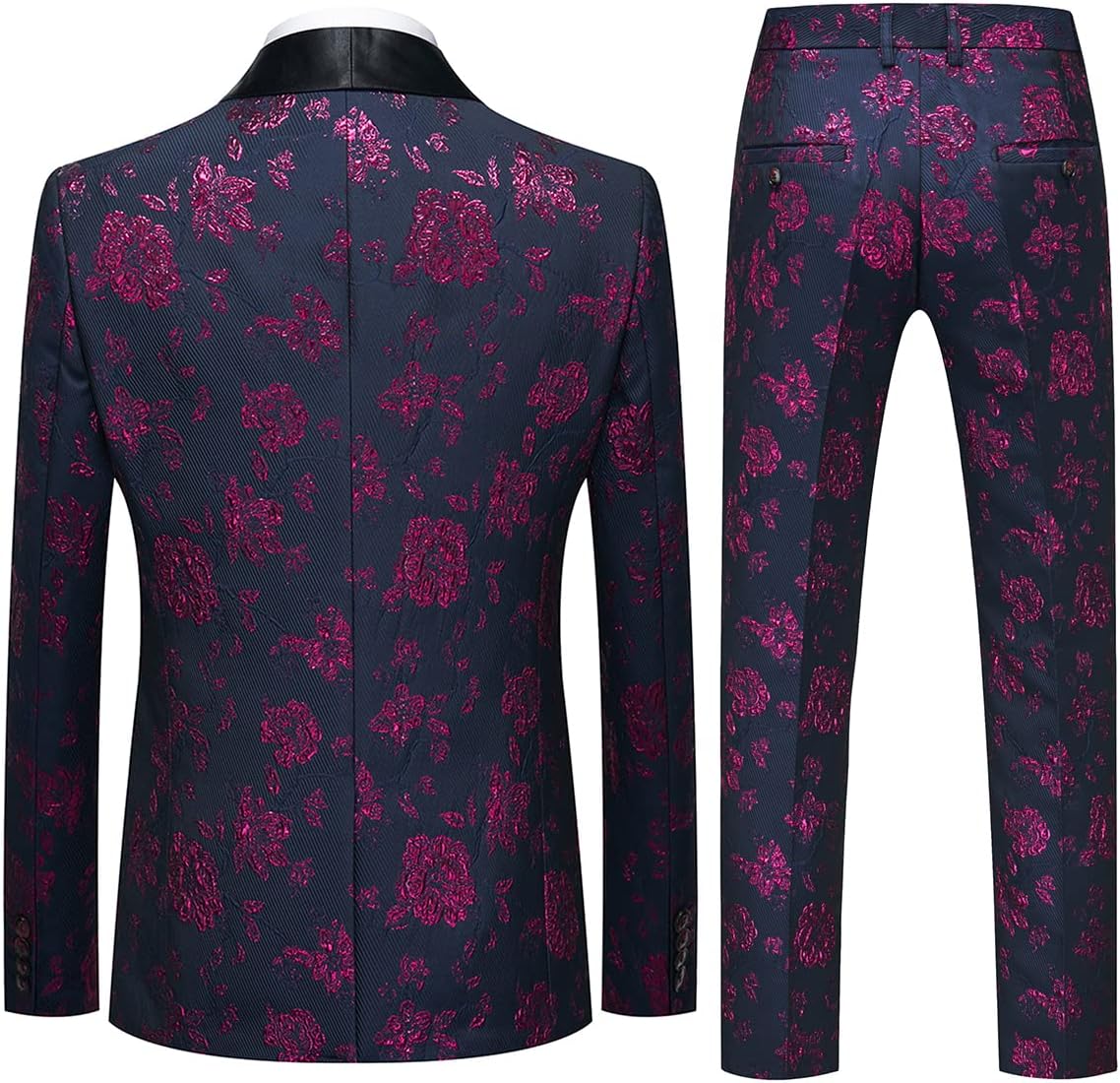 Tuxedo Suits for Men 3 Piece Regular Fit Suit Floral Pattern Blazer Jacket Waistcoat Pants Men Suit Set for Wedding