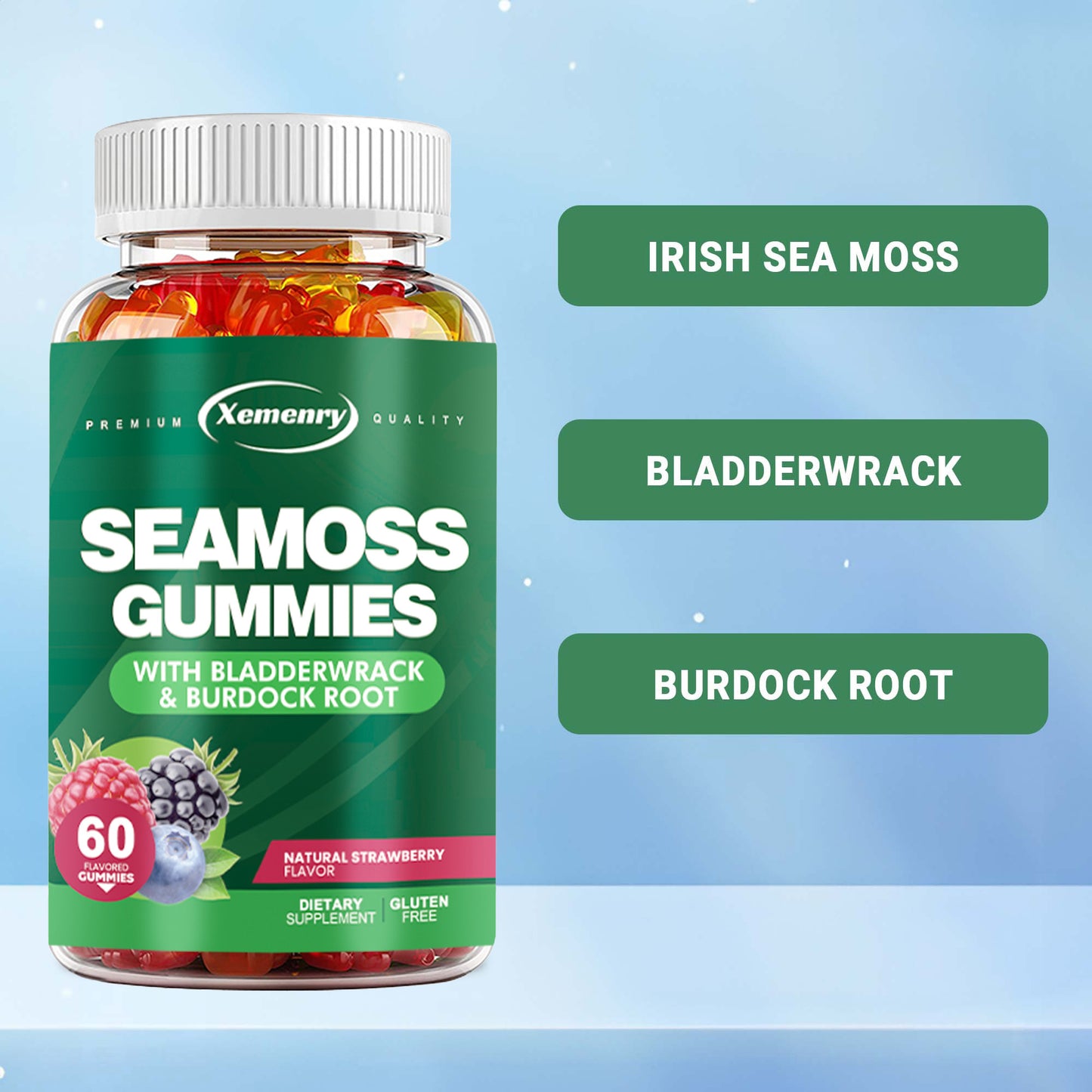 Seamoss Gummies - with Bladderwrack, Burdock Root