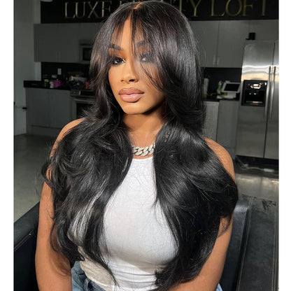 Face-Framing Curtain Bangs Wavy Wig 6x5 Ready To Go Glueless Lace Wig Pre Cut Lace