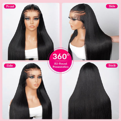 Straight Pre Braided Wig 13x4 Pre Cut Lace Human Hair Wigs With Baby Hair