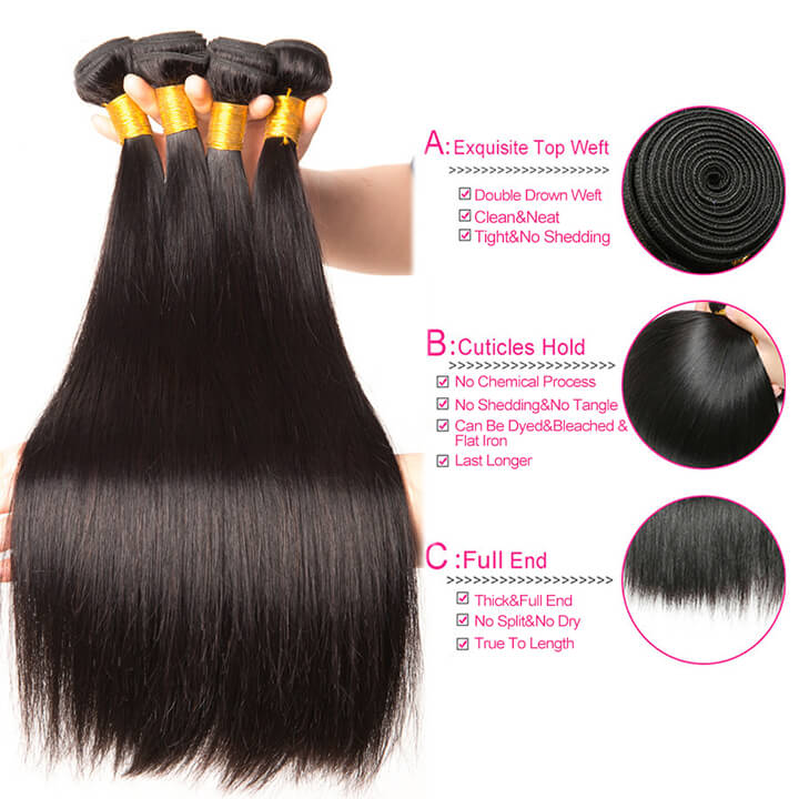 1/3 Bundles Straight Hair Bundles 1/3 Piece Human Hair Extensions For Women 8-30 Inch