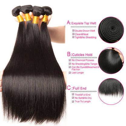 1/3 Bundles Straight Hair Bundles 1/3 Piece Human Hair Extensions For Women 8-30 Inch