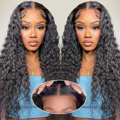 Water Wave Pre Cut 13x4 Lace Frontal Wig Glueless Crystal HD Lace Human Hair Wigs