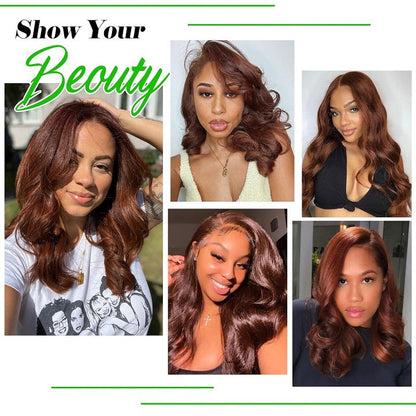 Light Brown Body Wave Bundles With Closure Human Hair 3 Bundles With Lace Closure